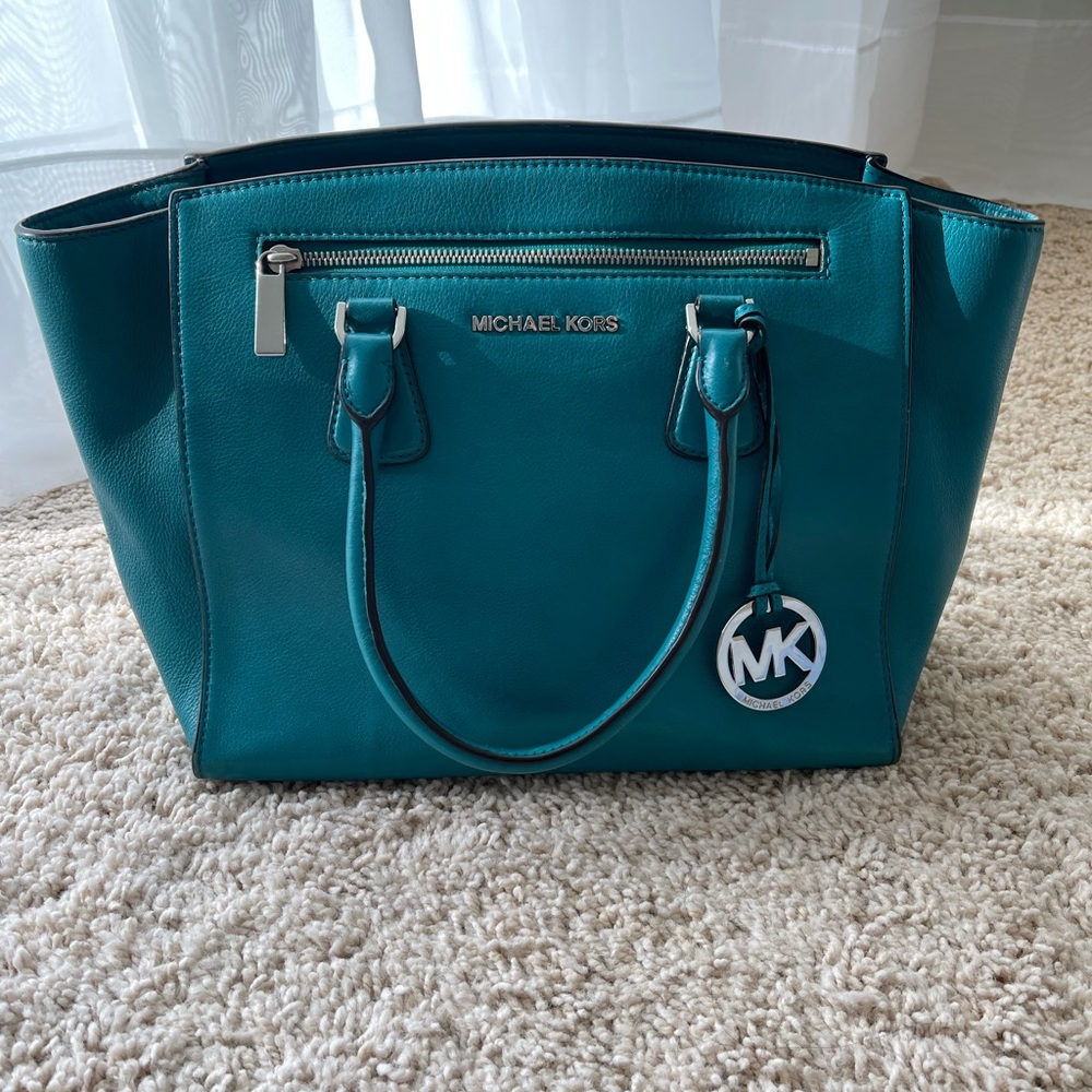 Michael Kors Tote, teal green blue.